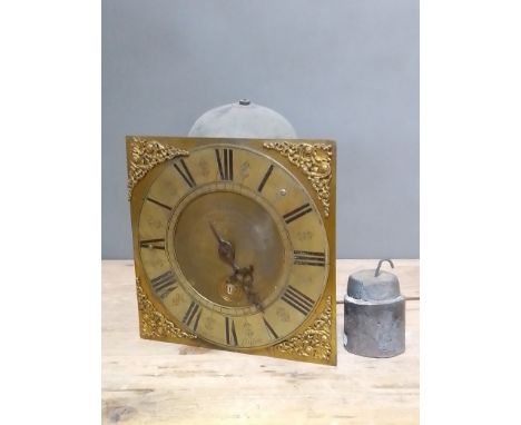 A provincial single finger clock movement and dial, 10" dial signed Jon Savage Clifton, four pillar movement striking on sing