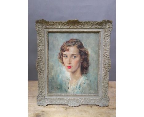 Rene De Graeve (1901-1957), portrait of a young lady, oil on canvas, 36cm x 46cm, signed and dated Paris Nov 1951 lower left,