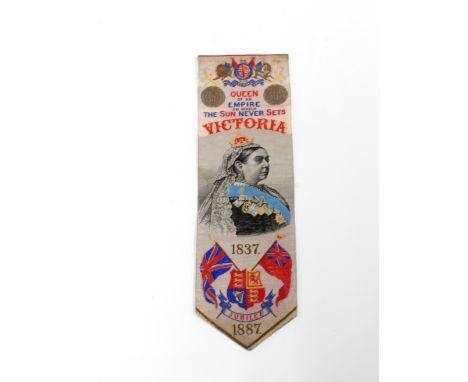 Queen Victoria Golden Jubilee Stevengraph bookmark, 21cm long 