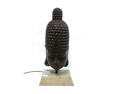 Thai style  buddha head table lamp, on plinth base, 61cm high 