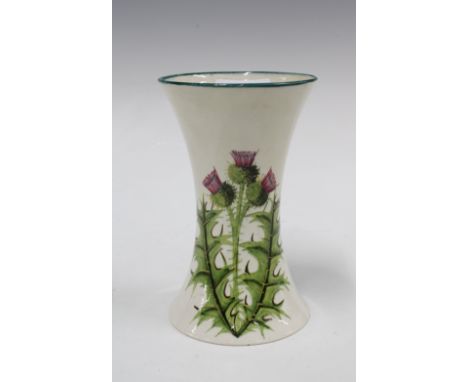 Wemyss vase painted with thistles pattern, impressed WEMYSS mark, 10 x 16cm. 