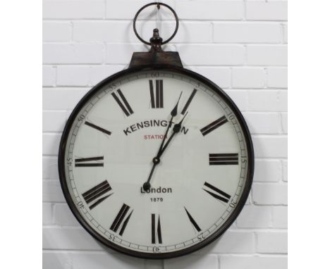 Modern 'Kensington Station' wall clock, 60 x 82cm. 