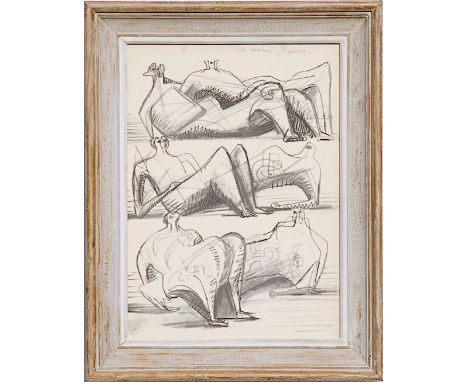HENRI MOORE 'Reclining Figures', offset lithograph, 45cm x 33cm, in a vintage French frame. 