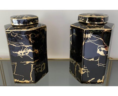GINGER JARS, a pair, 32cm x 20cm, glazed ceramic. (2) 