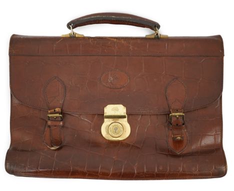 A vintage Mulberry 'faux' crocodile briefcase