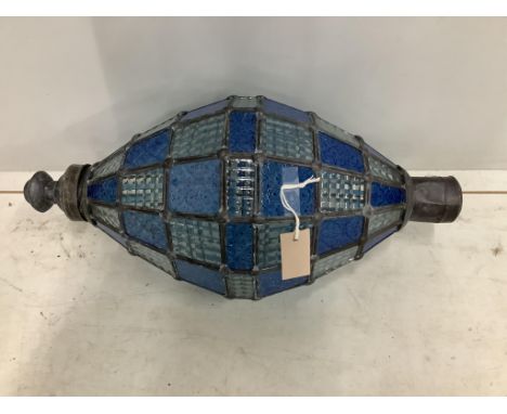 A stained glass lantern, height 58cm. Condition - fair