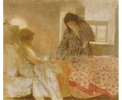 Bernard Dunstan (1920-2017), colour lithograph, Two women in an interior, signed in pencil, limited edition 4/240, 49 x 62cm,
