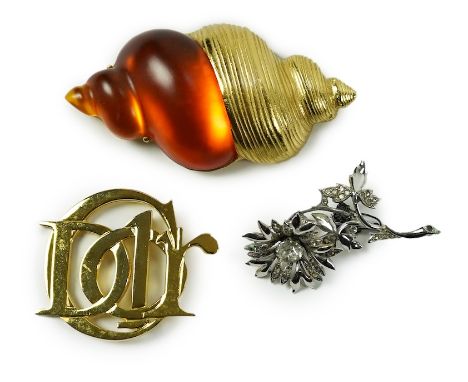 Three Christian Dior  costume jewellery brooches