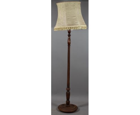 A Mid 20th Century Reeded Mahogany Standard Lamp with Shade 