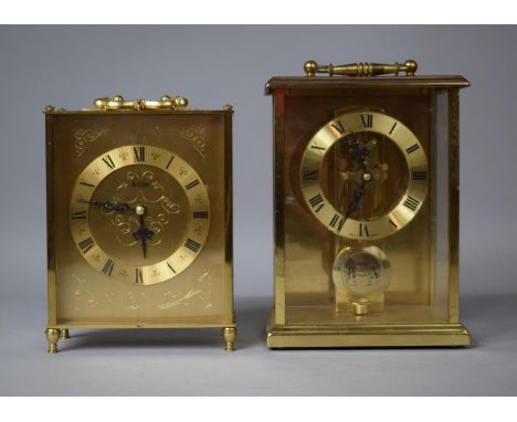 Two German Acctim Brass Mantel Clocks, Tallest 20cms High 