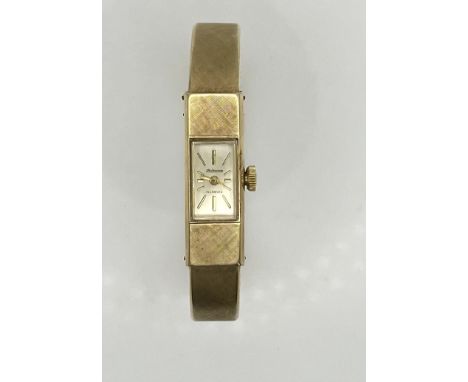 Vintage Armbanduhr, Gelbgold 585 (punziert).Champagnerfarbenes Ziffernblatt, goldfarbene Indizes, Goldzeiger. Incabloc.Automa