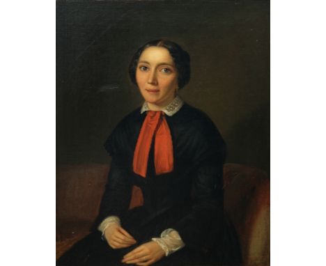 Anonym (19. Jahrhundert) Portrait von "Luise Henriette Friederike Beate Glock, geb. Breuninger", um 1850, Öl auf Leinwand, au