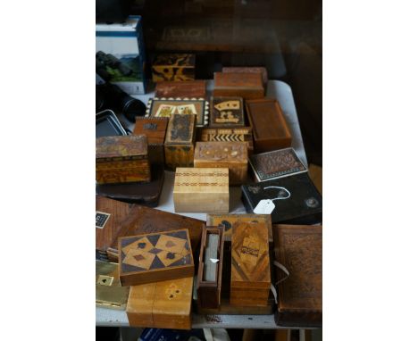 Very good quality collection of carved playing card boxes with playing cards 