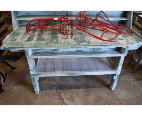 Wooden greenhouse bench