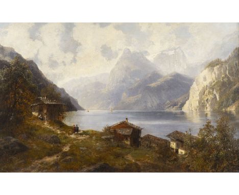 JOSEPH SCHOYERER1844 Berching - 1923 MünchenVIERWALDSTÄTTERSEE Öl auf Leinwand (doubl.). 50 x 80 cm (R- 78 x 108 cm). Signier