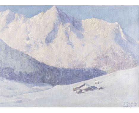 LEOPOLD SCHEIRING1884 Nassereith - 1927 ebendaTIROLER WINTERLANDSCHAFT Öl auf Leinwand. 48 x 66 cm (R. 60,5 x 77 cm). Signier