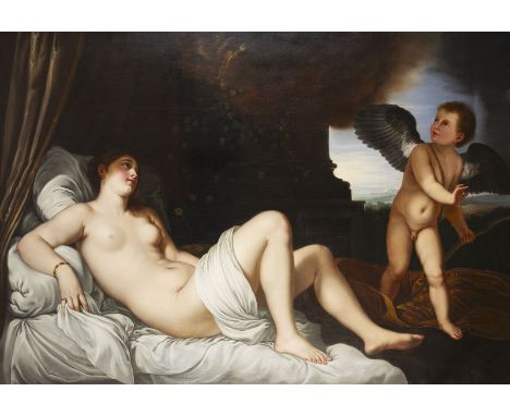 TIZIAN (NACHFOLGER DES WOHL 17./18. JH.)('Eigentlich Tiziano Vecellio')Um 1488 Pieve di Cadore - 1576 VenedigDANAE UND AMOR Ö