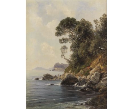 ASCAN LUTTEROTH1842 Hamburg - 1923 ebendaKÜSTENLANDSCHAFT Öl auf Leinwand. 43 x 32,5 cm (R. 60 x 49 cm). Signiert unten links
