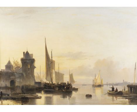 CORNELIUS PIETER 'T HOEN1814 Amsterdam - 1880 BrüsselHOLLÄNDISCHE STADT (1846) Öl auf Leinwand. 58 x 78  cm (R. 91 x 113 cm).
