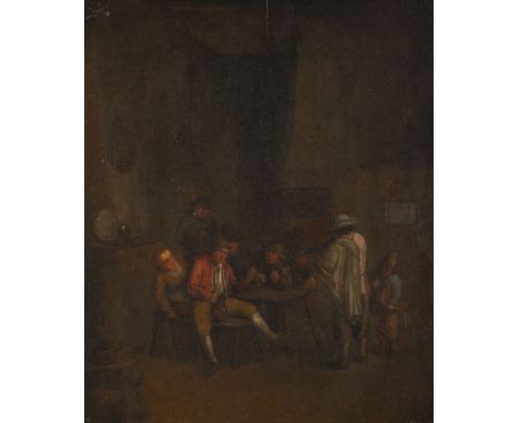 FLÄMISCHE SCHULE DES 17. JH.ZECHENDE UND PFEIFE RAUCHENDE BAUERN IM WIRTSHAUS Öl auf Eichenholztafel. 51 x 41 cm (R. 71 x 63 