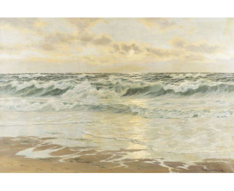 PATRICK VON KALCKREUTH1892 Kiel - 1970 StarnbergSONNENUNTERGANG AM MEER Öl auf Leinwand. 61 x 90 cm (R. 77 x 107 cm). Signier