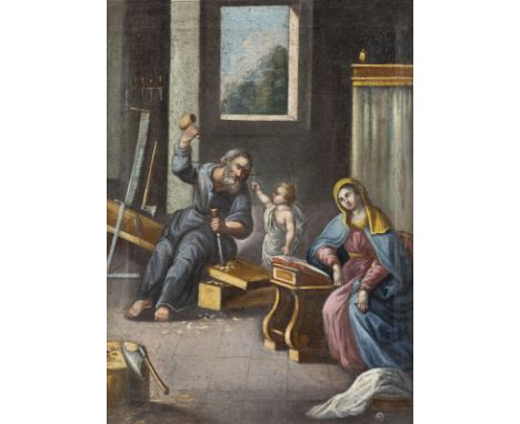 SÜDDEUTSCH-ÖSTERREICHISCHE SCHULE DES 18. JH.HEILIGE FAMILIE MIT MARIA UND JOSEPH UND DEM CHRISTUSKIND (PROFANE DEUTUNG) Öl a
