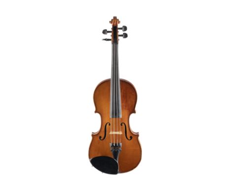 1/2 VIOLINE JÉROME THIBOUVILLE-LAMY UND 2 VIOLINBÖGEN Mirecourt, Frankreich, um 1870 Zweiteilige Fichtenholzdecke und Ahornbo
