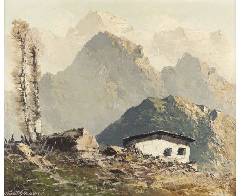 GEORG ARNOLD-GRABONÉ1896 München - 1982 Percha-BuchhofSPÄTHERBST IN DEN HOHEN TAUERN Öl auf Leinwand. 50 x 60 cm (R. 69 x 78 