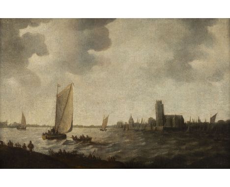 JAN JOSEPHSZOON VAN GOYEN (WOHL WERKSTATT)13. Janunar 1596 Leiden - 27. April 1656 Den HaagBLICK AUF DORDRECHT Öl auf Leinwan
