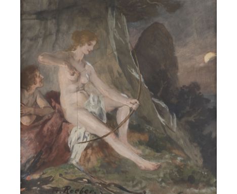 FRITZ ROEBER1851 Elberfeld - 1924 DüsseldorfDIANA Gouache auf Karton. 48 x 51 cm (R. 58 x 60 cm). Signiert unten. Leicht gebr