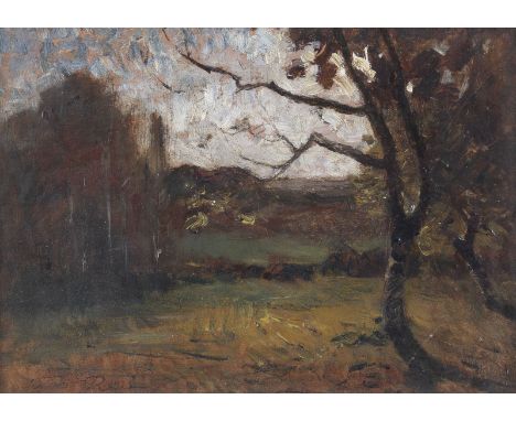 AUGUST RAVIER1814 Lyon - 1895 MorestelHERBSTLANDSCHAFT Öl auf Holz. 24 x 32 cm (R. 48 x 57 cm). Signiert unten links. Verso: 
