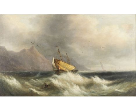 ABRAHAM HULK (ATTR.)1813 Amsterdam - 1897 LondonSTÜRMISCHE SEE Öl auf Leinwand. 56 x 90 cm (R. 67 x 103 cm). Verso: auf Leinw
