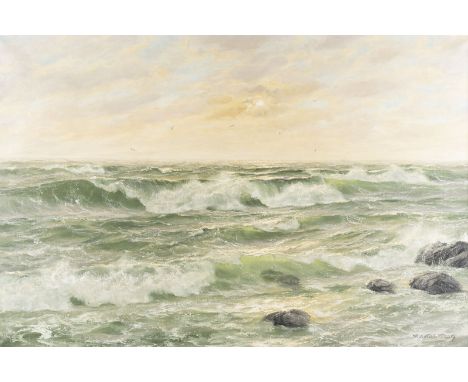 PATRICK VON KALCKREUTH1892 Kiel - 1970 StarnbergWELLEN AN DER KÜSTE Öl auf Leinwand. 60 x 91 cm (R. 75 x 105 cm). Signiert un