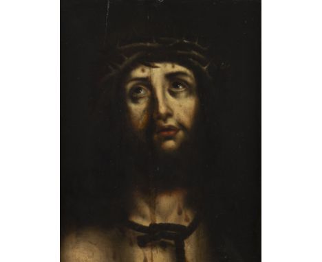 LUIS DE MORALES (UMKREIS)('Genannt: El Divino auch Divino Morales')Um 1509 Badajoz - 9. Mai 1586 ebendaECCE HOMO Öl auf Eiche