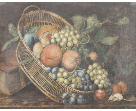 PETRONELLA VAN WOENSEL14. Mai 1785 Raalte - 12. November 1839 Den HaagPAAR STILLLEBEN: BLUMENSTILLLEBEN MIT BASTKORB / OBSTST
