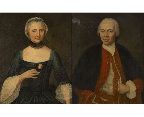 DEUTSCHE SCHULE DES SPÄTES 18. JH.PAAR BILDNISSE: HALBFIGURENPORTRAITS EINES HERREN MIT ROBE UND PERÜCKE / PORTRAIT EINER DAM