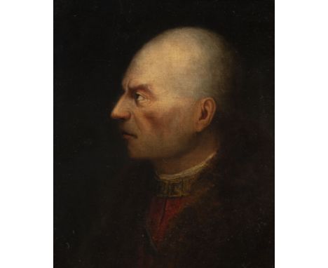 REMBRANDT HARMENSZ. VAN RIJN (SCHULE/NACHFOLGE)1606 Leiden - 1669 AmsterdamPORTRAIT EINES MANNES IM SEITENPROFIL Öl auf Eiche