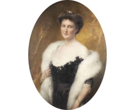 CONRAD KIESEL1846 Düsseldorf - 1921 BerlinDAMENPORTRAIT (1913) Öl auf Leinwand. 100 x 73 cm (R. 122 x 99 cm). Signiert und da