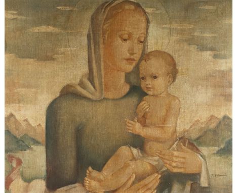 BERTA HUMMEL('Maria Innocentia HUMMEL')1909 - 1946MARIA MIT CHRISTUSKIND Öl auf Leinwand, auf Karton gezogen. 65 x 76 cm. Sig