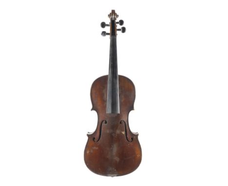 VIOLA   Deutsch, Anfang 20. Jh. Zweiteilige Fichtenholzdecke und Ahornboden, dunkelbrauner Lack. 4/4 Bratsche, L. 65,5 cm, Ko