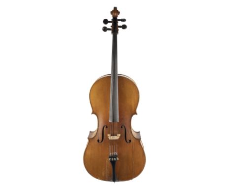 CELLO NACH ANTONIO STRADIVARI Wohl Böhmen/Sachsen, Anfang 20. Jh. Zweiteilige Fichtenholzdecke und leicht geflammter Ahornbod