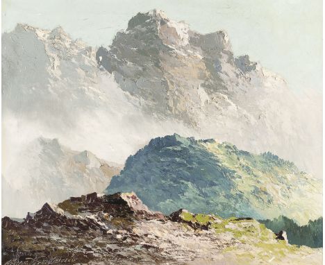 GEORG ARNOLD-GRABONÉ1896 München - 1982 Percha-BuchhofBERGLANDSCHAFT Öl auf Leinwand. 51 x 60 cm (R. 68 x 78 cm). Signiert un
