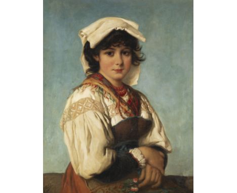 JOSEF BÜCHE1848 Wien - 1917 LinzMÄDCHEN IN TRACHT Öl auf Leinwand. 70 x 56 cm (R. 87 x 73 cm). Signiert unten links 'J. Büche
