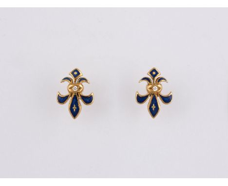 PAAR OHRSTECKER 'FABERGÉ' Gelbgold. 1,5 x 1 cm, Ges.-Gew. zus. ca. 4,4 g. Gest. 750, Herstellersignet, nummeriert. Fleur de L