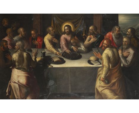 PIETER (PETER) DE WITTE (AUCH CANDID) (SCHULE)Um 1548 Brügge - 1628 MünchenDAS LETZTE ABENDMAHL Öl auf Leinwand (altdoubl.). 
