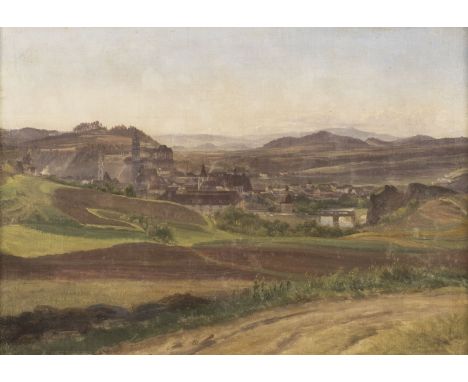 FRIEDRICH LOOS1797 Graz - 1890 KielSTADT IN STEIERMARK Öl au Leinwand (doubl. auf Hartfaserplatte). 31 x 43 cm (R. 39 x 50,5 