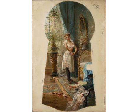 HANS ZATZKA1859 Wien - 1945 ebendaBlick durch das Schlüsselloch Öl auf Holz, rückseitig zwei Sponki. 47 x 30,5 cm (R. 86 x 56