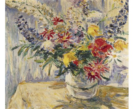 HANS TRIMBORN1891 Plittersdorf - 1979 NordenBLUMEN IN DER SONNE. 1934 Öl auf Leinwand. 55 x 66 cm (R. 64 x 74 cm). Verso: mit