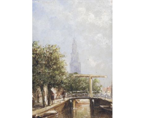 PETRUS GERARDUS VERTIN1819 Den Haag - 1893 AmsterdamBLICK AUF DEN WAAGGEBOUW IN ALKMAAR Öl auf Holz. 12,3 x 9,3 cm (R. 30 x 2