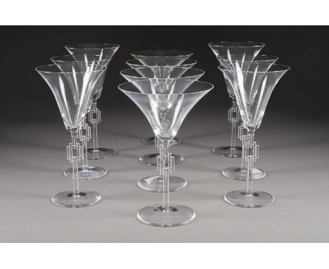 RENÉ LALIQUE1860 Ay/Champagne - 1945 ParisSAMMLUNG VON ZEHN GLÄSERN 'HAGUENAU' Frankreich, nach 1945 (Entwurf 1924) Farbloses